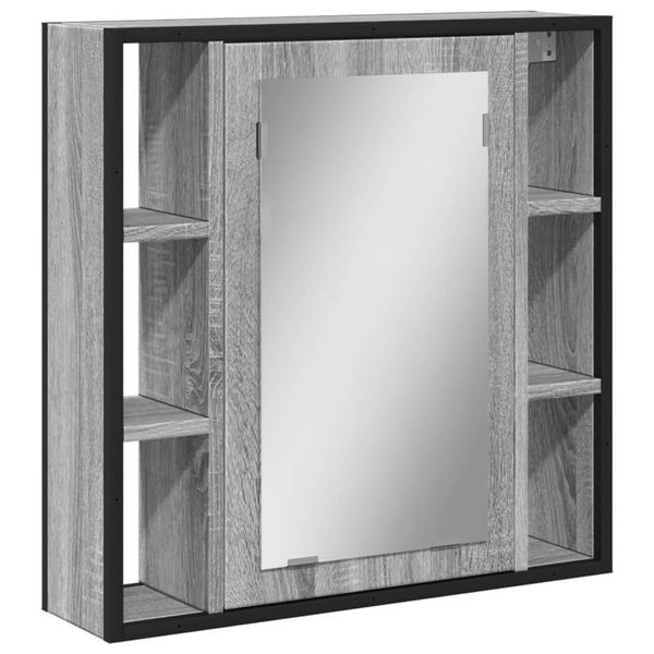 vidaXL Badezimmerspiegelschrank Bad-Spiegelschrank Grau Sonoma 60x16x60 günstig online kaufen
