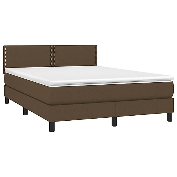 vidaXL Boxspringbett mit Matratze & LED Dunkelbraun 140x200 cm Stoff 313308 günstig online kaufen