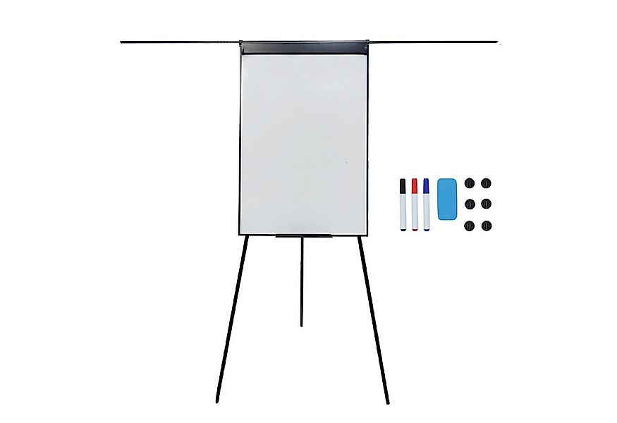 relaxdays Magnettafel Flipchart Whiteboard 100x70 cm 2 Arme, schwarz günstig online kaufen