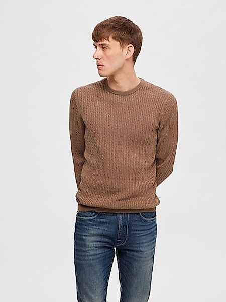 Selected Rundhalspullover SLHBERG CABLE CREW NECK günstig online kaufen