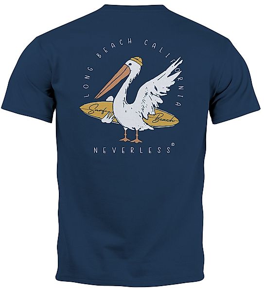Neverless Print-Shirt Herren T-Shirt Backprint Pelikan günstig online kaufen