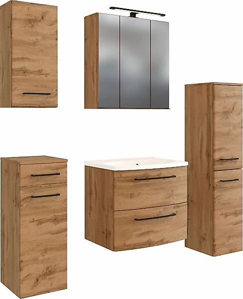 welltime Badmöbel-Set "Chicago" Spiegelschrank, Waschtisch, Hängeschrank, U günstig online kaufen