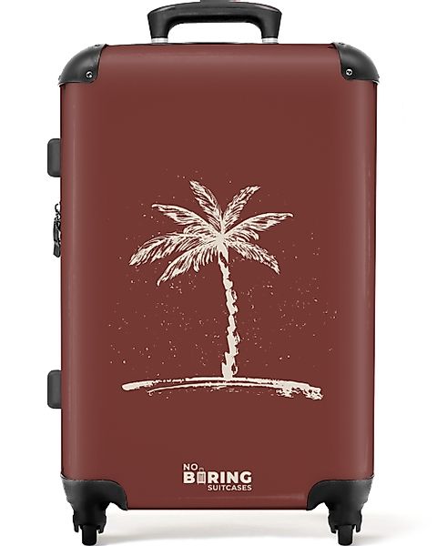 NoBoringSuitcases.com© Hartschalen-Trolley Rot mit weißer Palme günstig online kaufen