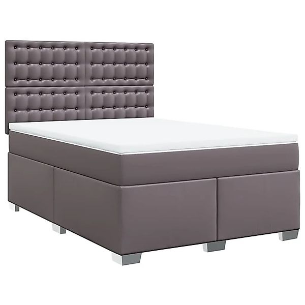 vidaXL Boxspringbett mit Matratze Grau 140x200 cm Kunstleder 3293026 günstig online kaufen