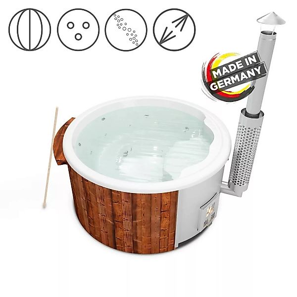 Holzklusiv Hot Tub Saphir 180 Thermoholz Spa Deluxe Wanne Weiß günstig online kaufen