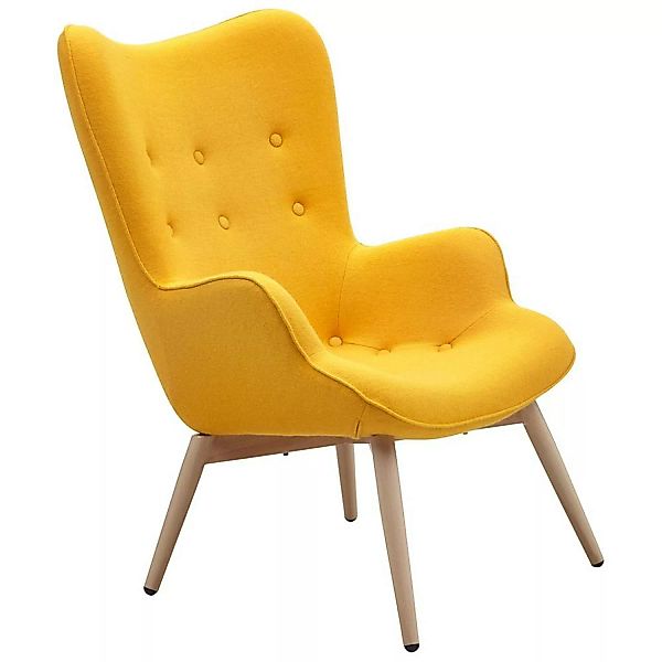 Sessel gelb, Webstoff, Metallbeine Holzoptik - B/T/H: 80/99/92 cm günstig online kaufen
