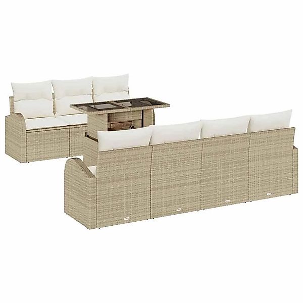 vidaXL Gartensofa-Set mit Kissen mit Speicher 8 Stk Beige Poly Rattan 33573 günstig online kaufen