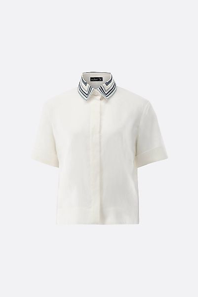 Hemdbluse mit Kontrastkragen günstig online kaufen