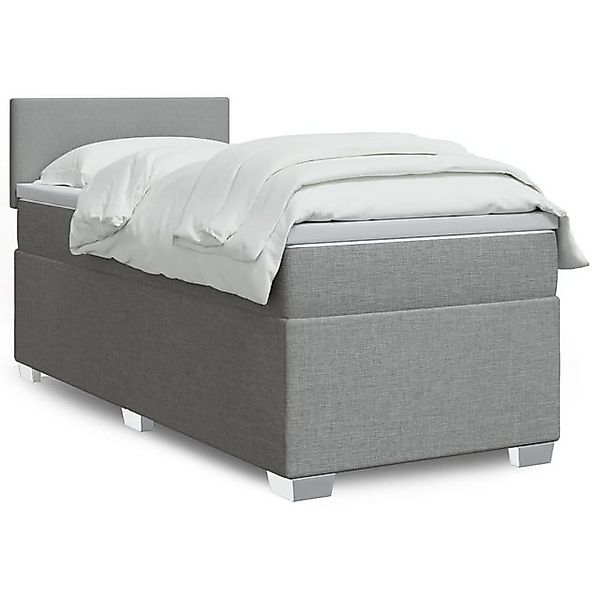 vidaXL Boxspringbett, Boxspringbett mit Matratze Hellgrau 90x190 cm Stoff günstig online kaufen