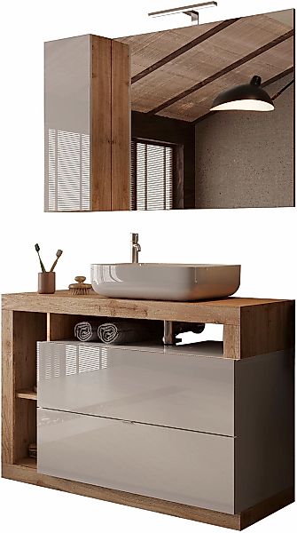 welltime Badmöbel-Set "Hamburg, Badezimmerset 2tlg. Breite 110 cm, Badmöbel günstig online kaufen