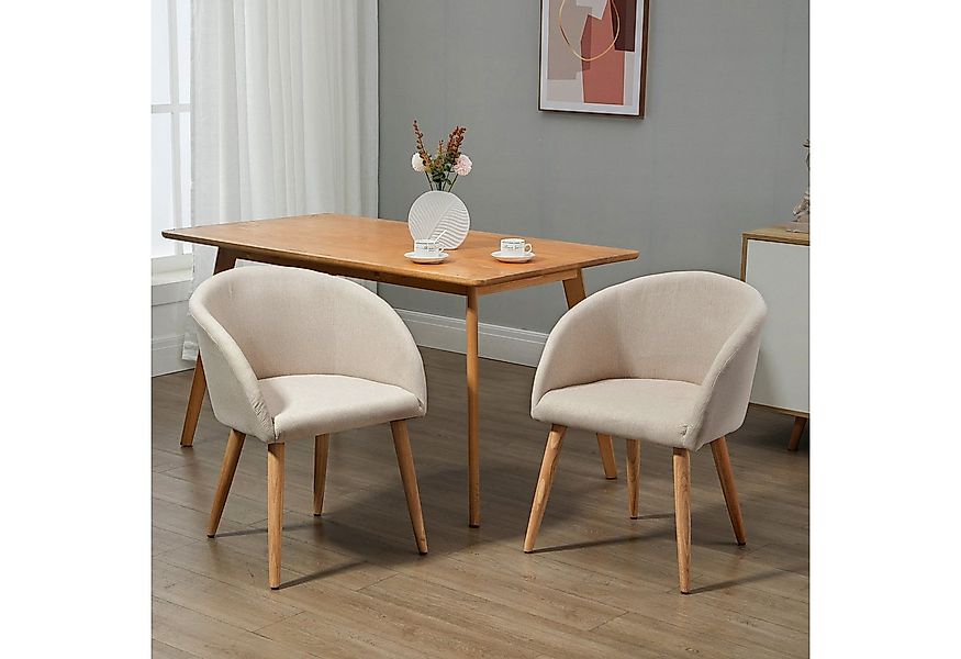 HOMCOM Esszimmerstuhl Polsterstühle mit Holzbeinen (Küchenstuhl, 2 St), für günstig online kaufen