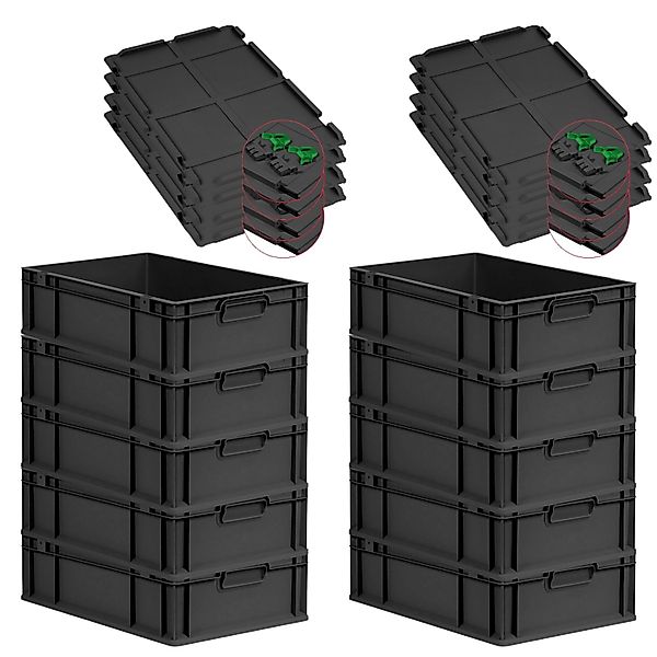 PROREGAL SuperSparSet 10x Eurobox Nextgen Grip Mit Scharnierdeckel Und Grün günstig online kaufen