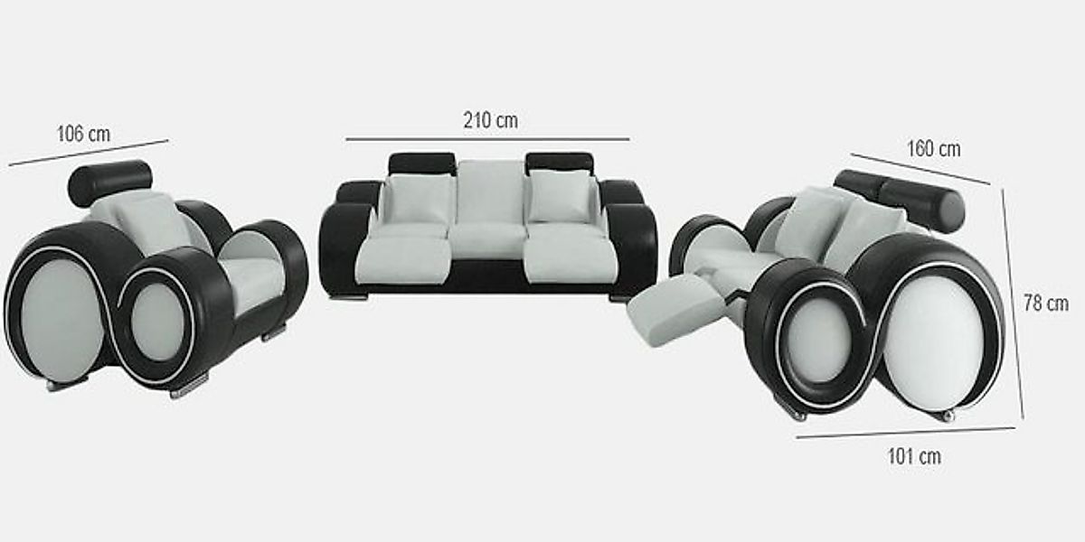 JVmoebel Sofa Patentiertes Design Sofagarnitur Komplett Wohnzimmer Sofa + U günstig online kaufen