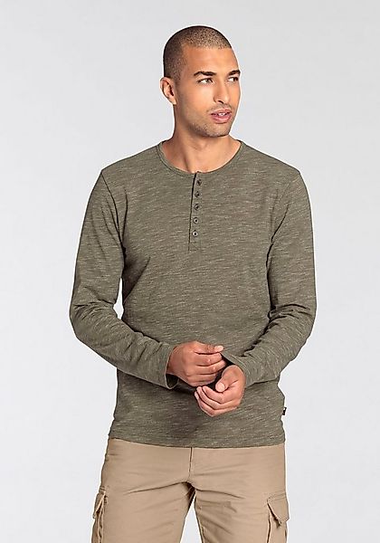 Bruno Banani Langarmshirt schmale Passform, melierte Optik und Druck günstig online kaufen