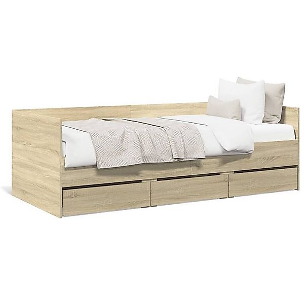vidaXL Bett, Tagesbett mit Schubladen Sonoma-Eiche 100x200 cm Holzwerkstoff günstig online kaufen