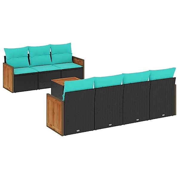 vidaXL 8-Tlg Gartensofa-Set mit Kissen Schwarz Polyrattan 3227485 günstig online kaufen