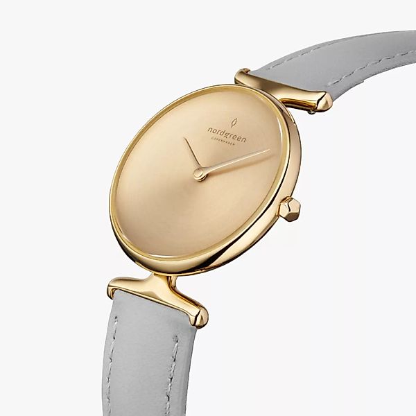 Armbanduhr Unika Gold | Mattes Edelstahl Ziffernblatt - Veganes Lederarmban günstig online kaufen