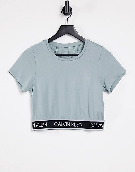 Calvin Klein Performance – T-Shirt mit Logoband in Grün, Kombiteil günstig online kaufen