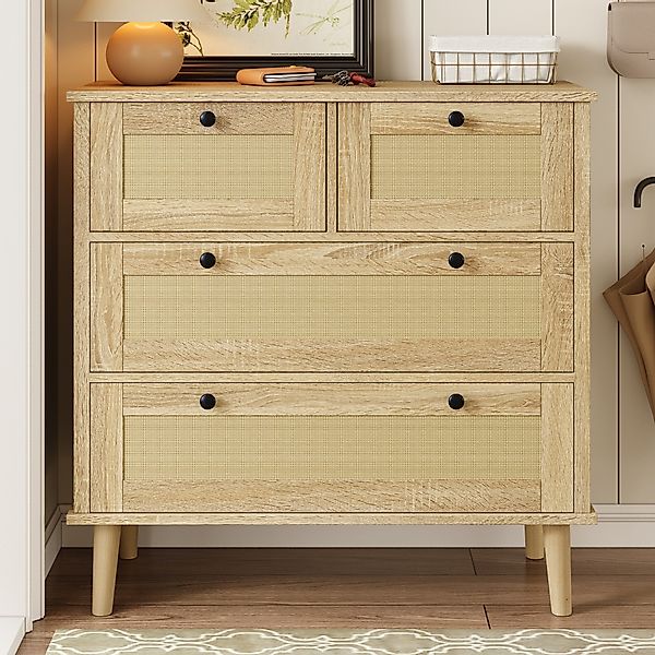 Merax Sideboard mit 4 Rattanschubladen & günstig online kaufen