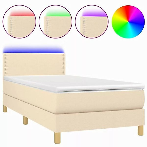 vidaXL Boxspringbett Boxspringbett mit Matratze LED Creme 80x200 cm Stoff B günstig online kaufen