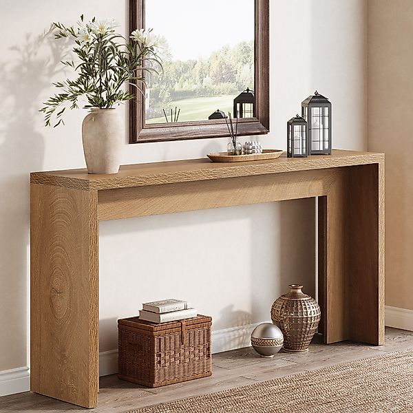 Tribesigns Konsolentisch 140cm rustikaler brauner Sofatisch günstig online kaufen