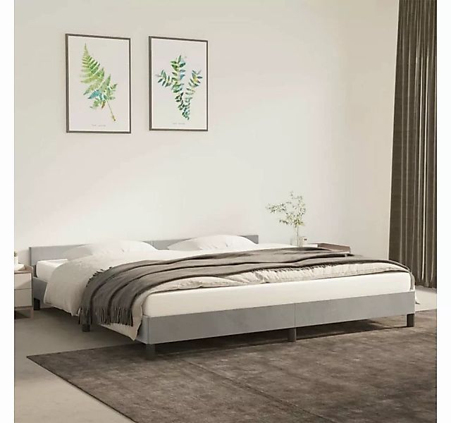 furnicato Bett Bettgestell mit Kopfteil Hellgrau 200x200 cm Samt günstig online kaufen