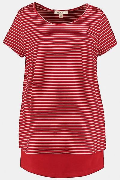 Ulla Popken Rundhalsshirt Bellieva-Shirt doppellagig Ringel Shirt GOTS günstig online kaufen