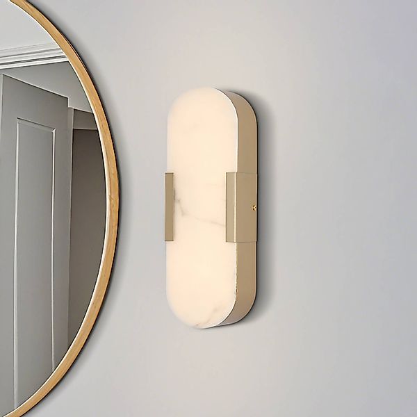 LED-Bad-Wandlampe Opaline Höhe 35 cm goldfarben Metall/Resin günstig online kaufen