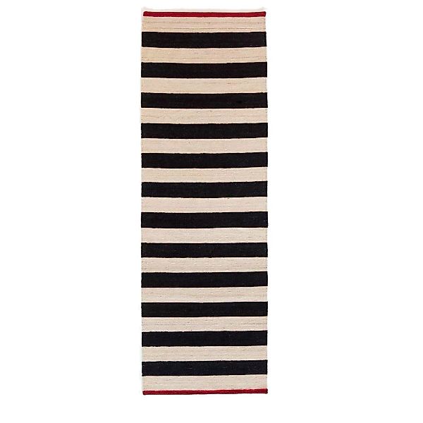 Nanimarquina - Mélange Stripes 2 Kilim Teppichläufer 80x240cm - schwarz-wei günstig online kaufen