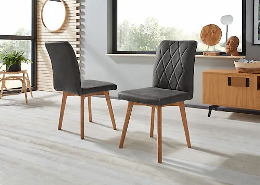 Home affaire Esszimmerstuhl »Brest« (Set) 2 Stk.Gestell aus Eiche Massivhol günstig online kaufen