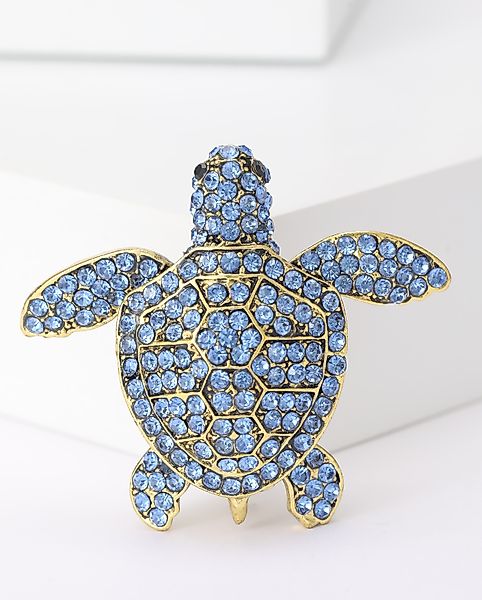 MayTree Brosche "Meeresschildkröte" mit blauem Strass günstig online kaufen
