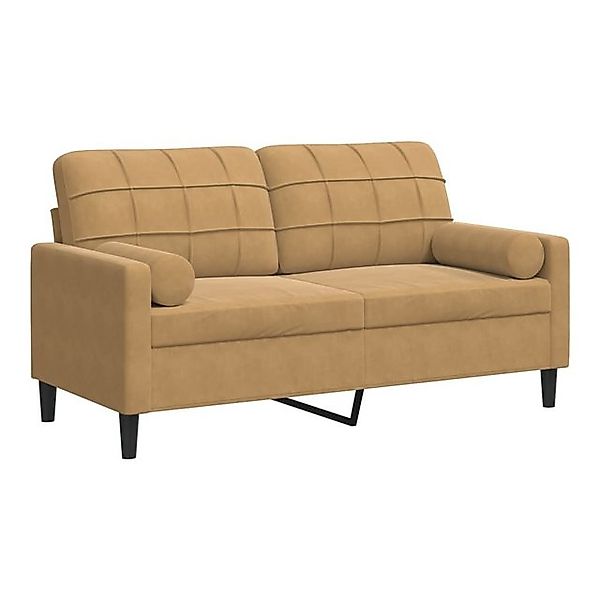 vidaXL 2-Sitzer-Sofa mit Zierkissen Braun 140 cm Samt 2163275 günstig online kaufen