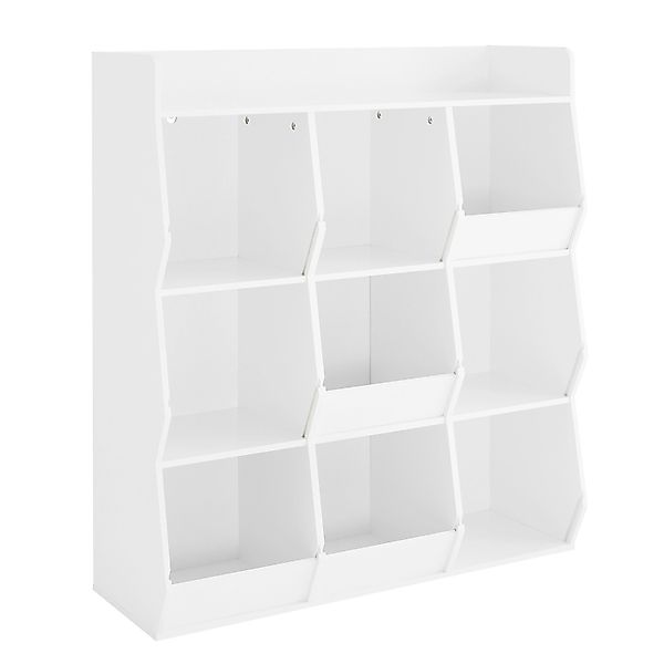 SoBuy Bücherregal Kinderregal mit 9 Offenes Fach und 1 Ablage Weiß 95x105x3 günstig online kaufen