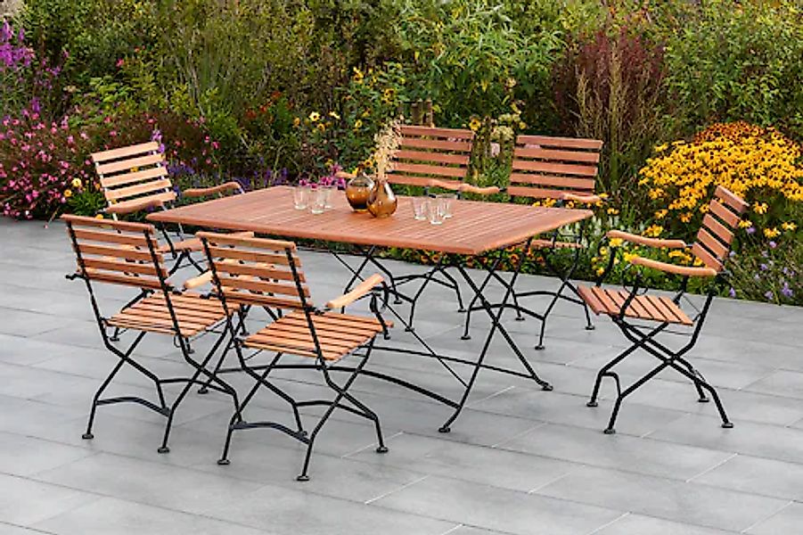 MERXX Garten-Essgruppe »Schloßgarten« 5 Stk. tlg. 4 Klappsessel, Gartentisc günstig online kaufen