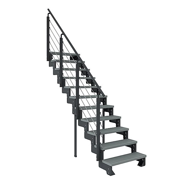 Dolle Außentreppe Gardentop Anthrazit 11 Stufen 80 cm Grau inkl. Geländer günstig online kaufen