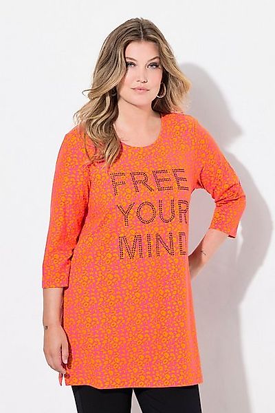 MIAMODA Longshirt Longshirt Leomuster Glitzer-Statement 3/4-Ärmel günstig online kaufen