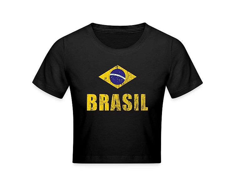 Spreadshirt T-Shirt Brasilien Fußball Retro Crop Top (1-tlg) günstig online kaufen