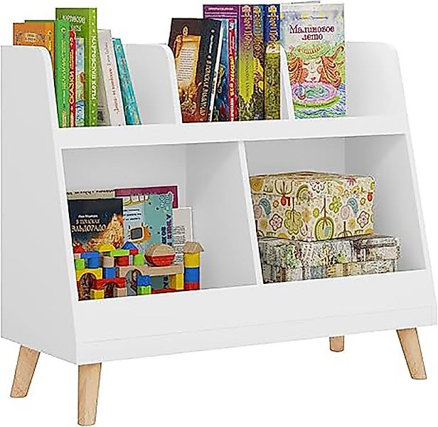 EUGAD Kinderregal, 1-tlg., mit 5 Ablagefächern, mit Massivholzbeinen, Weiß günstig online kaufen