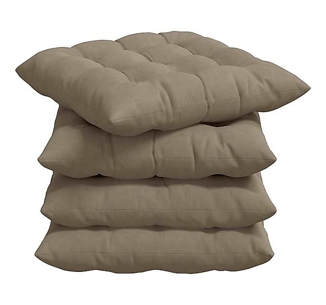vidaXL Sitzauflage Sitzkissen 4 Stück Taupe 40 x 40 x 6 cm Mikrofaser, (4 S günstig online kaufen