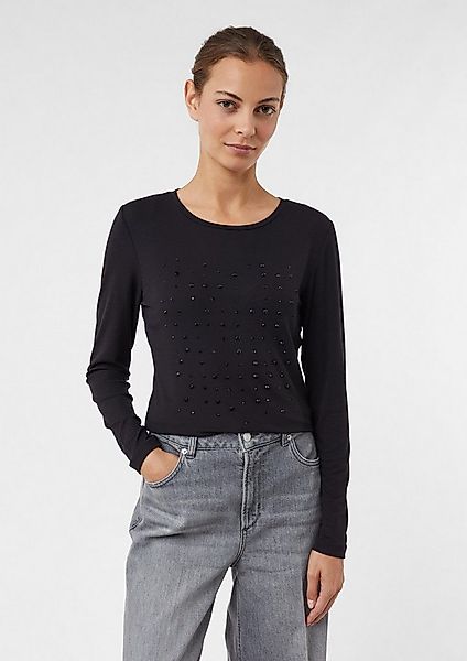 comma Langarmshirt T-Shirt Langarmshirt aus Jersey mit Schmucksteinen günstig online kaufen