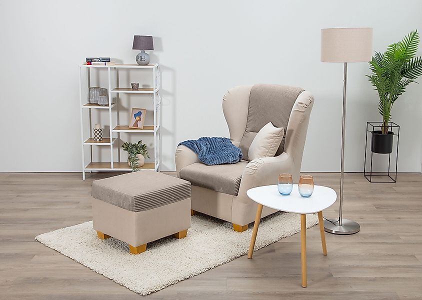 Home affaire Ohrensessel Oliver, Ohrensess,mit Hocker,Zierkissen,Klassische günstig online kaufen