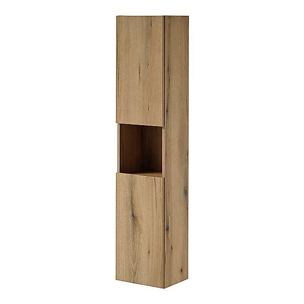 en.casa Hochschrank »Skelbolu« mit 2 Türen 140 x 30 x 25 cm Eichenoptik günstig online kaufen