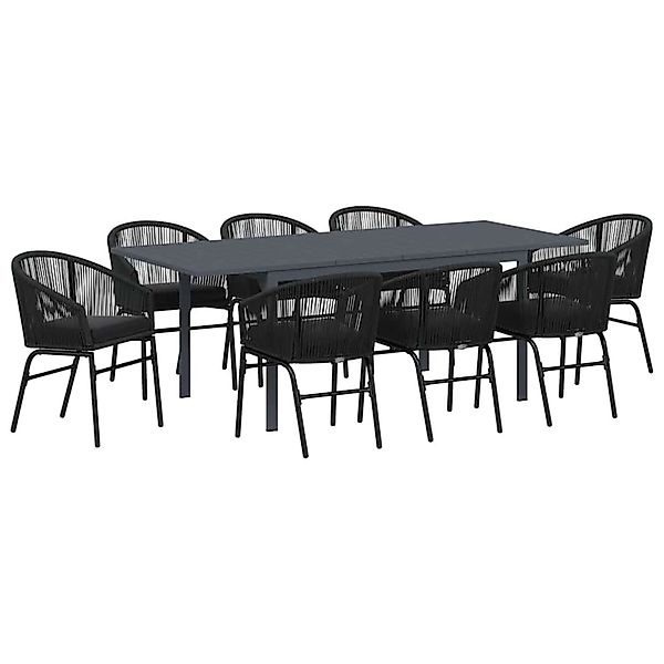 vidaXL Garten Essgruppe 9-Tlg Schwarz Poly Rattan 3378831 günstig online kaufen