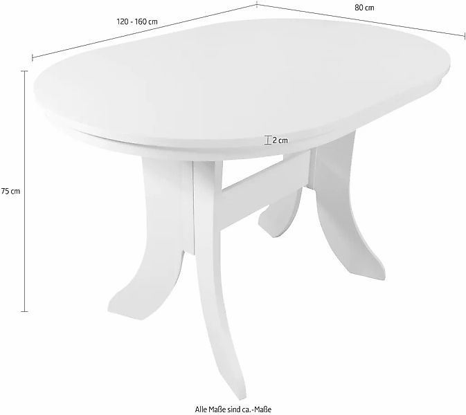 Home affaire Esstisch "Bamberg" ausziehbar auf 160 cm günstig online kaufen
