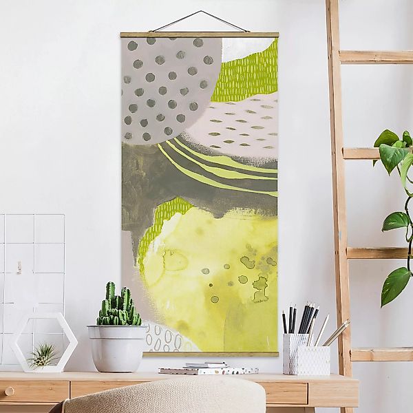 Stoffbild Abstrakt mit Posterleisten - Hochformat Sonnenflecken II günstig online kaufen