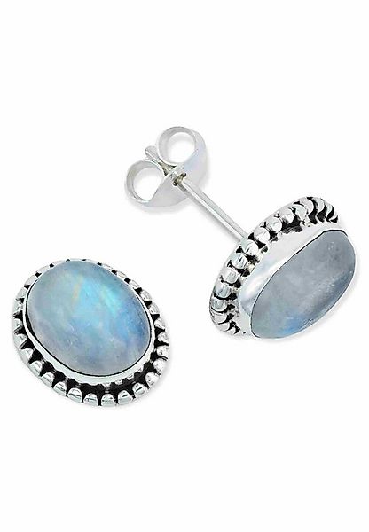 mantraroma Paar Ohrstecker PUNTI oval aus 925 Silber mit Regenbogen Mondste günstig online kaufen