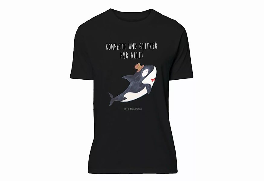 Mr. & Mrs. Panda T-Shirt Orca Zylinder - Schwarz - Geschenk, Glitter, Shirt günstig online kaufen