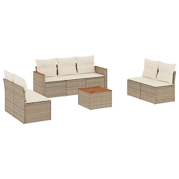 vidaXL 8-Tlg Garten-Sofagarnitur mit Kissen Beige Poly Rattan 3258285 günstig online kaufen