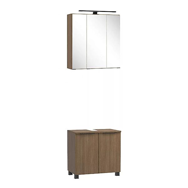 Waschplatz Set 2-teilig, 60 cm breit mit Spiegelschrank, Eiche SORRENT-03 günstig online kaufen