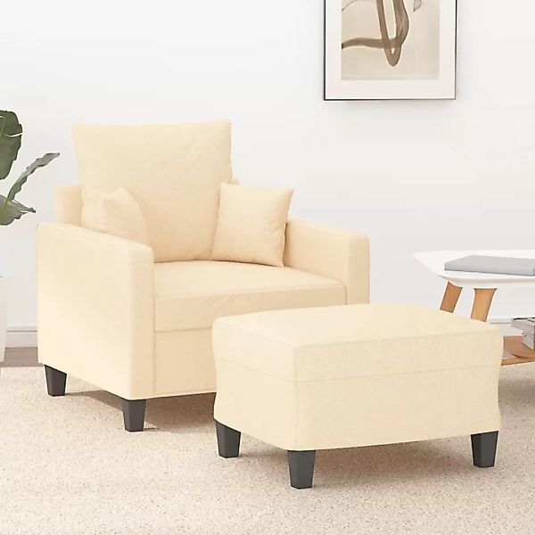 Vidaxl Sessel Mit Hocker Creme 60 Cm Stoff günstig online kaufen